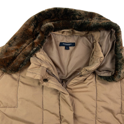 Vintage Burberry Fur Collar Padded Jacket Womens Size L