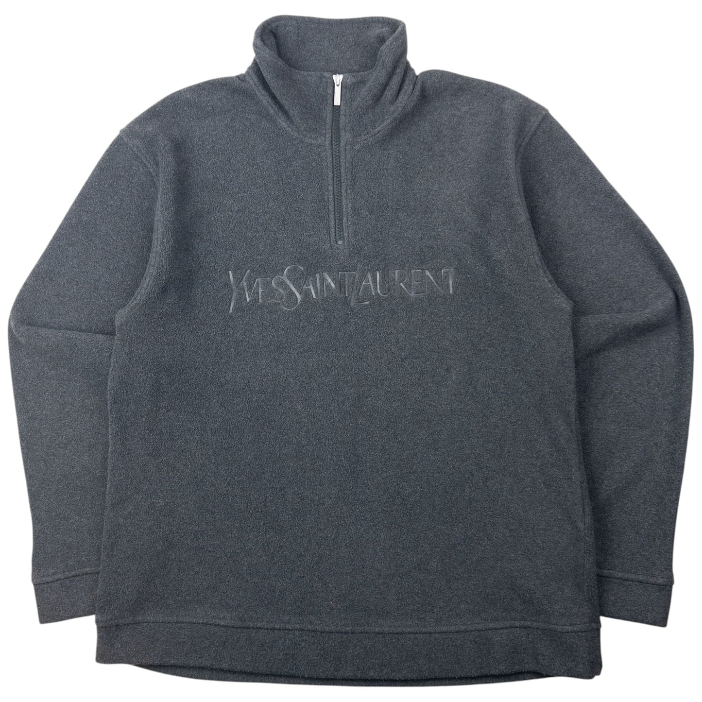 Vintage 2000s YSL Yves Saint Laurent Q Zip Fleece Sweatshirt Size M | Medium, Grey