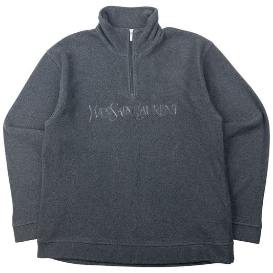 Vintage 2000s YSL Yves Saint Laurent Q Zip Fleece Sweatshirt Size M | Medium, Grey