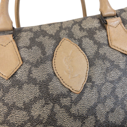 Vintage 80s YSL Yves Saint Laurent Pattern Leather Handbag | O/S, Brown