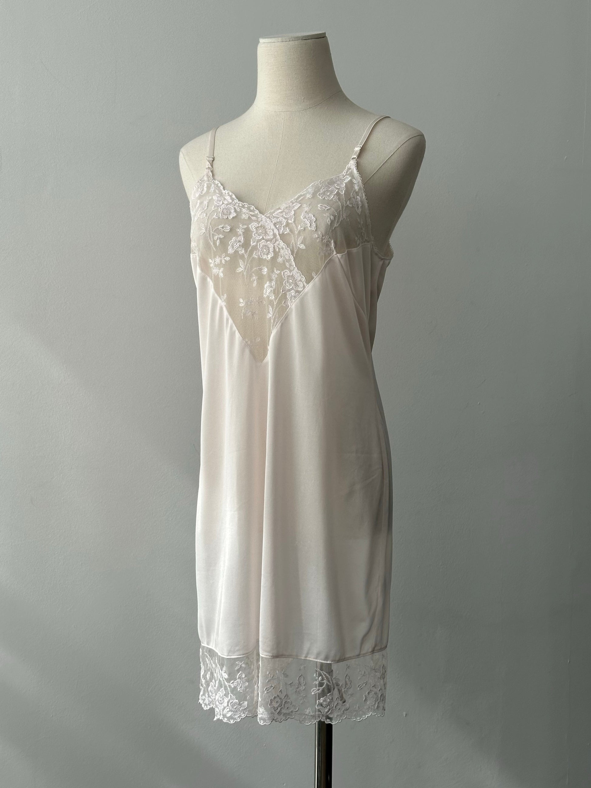 Vintage 1990s V Neck Lace Slip Dress - S-M