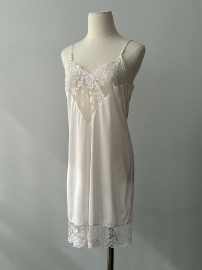 Vintage 1990s V Neck Lace Slip Dress - S-M