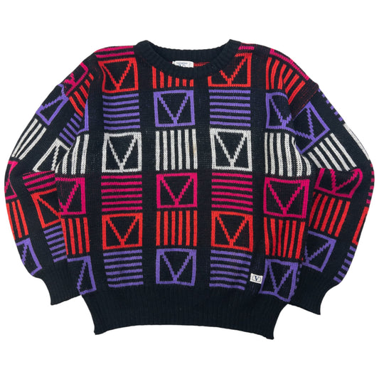 Vintage Valentino Jeans Geometric Knit Jumper Size S