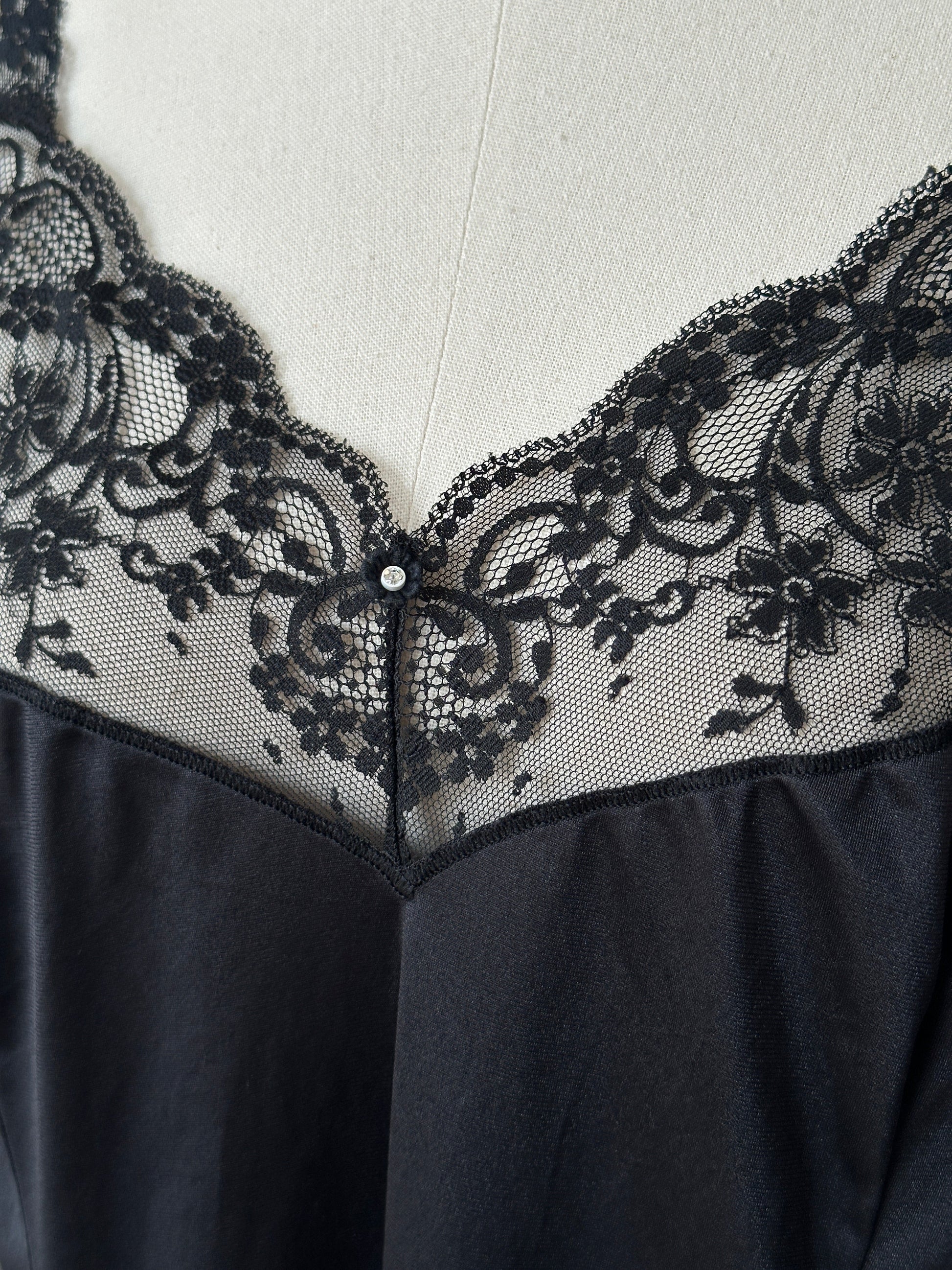Vintage 1990s Satin Lace Midi Dress - L