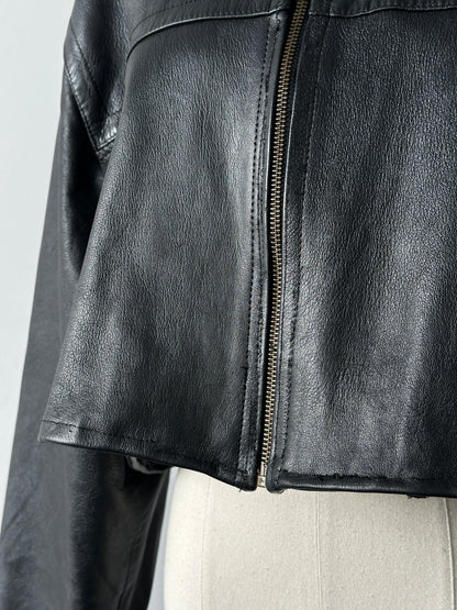 Vintage 1990s Cropped Leather Jacket - XL