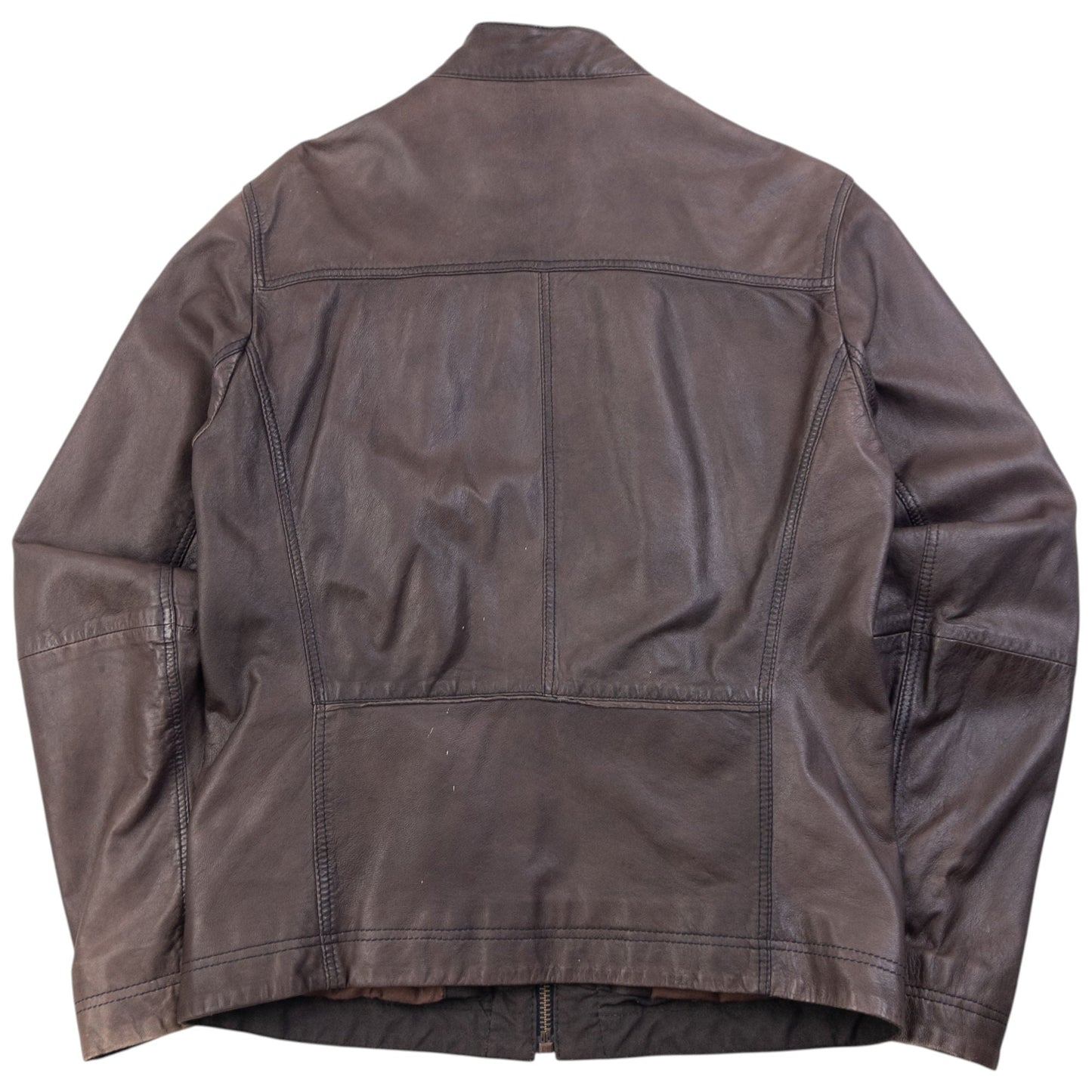 Vintage 90s Hugo Boss Zip Up Leather Jacket Size M | Medium, Brown