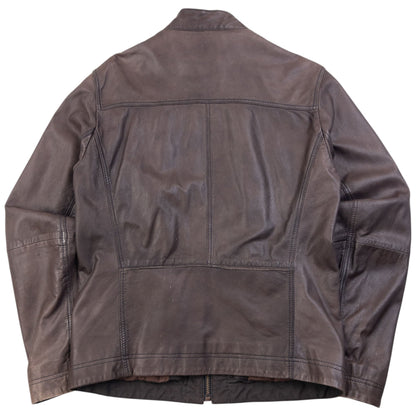 Vintage 90s Hugo Boss Zip Up Leather Jacket Size M | Medium, Brown