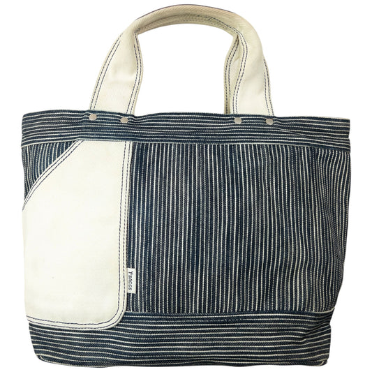 Vintage 2000s Y'Saccs By Yohji Yamamoto Striped Denim Handbag | O/S, Cream