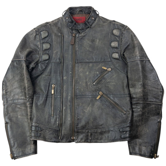 Vintage 90s Hugo Boss Zip Up Leather Jacket Size S