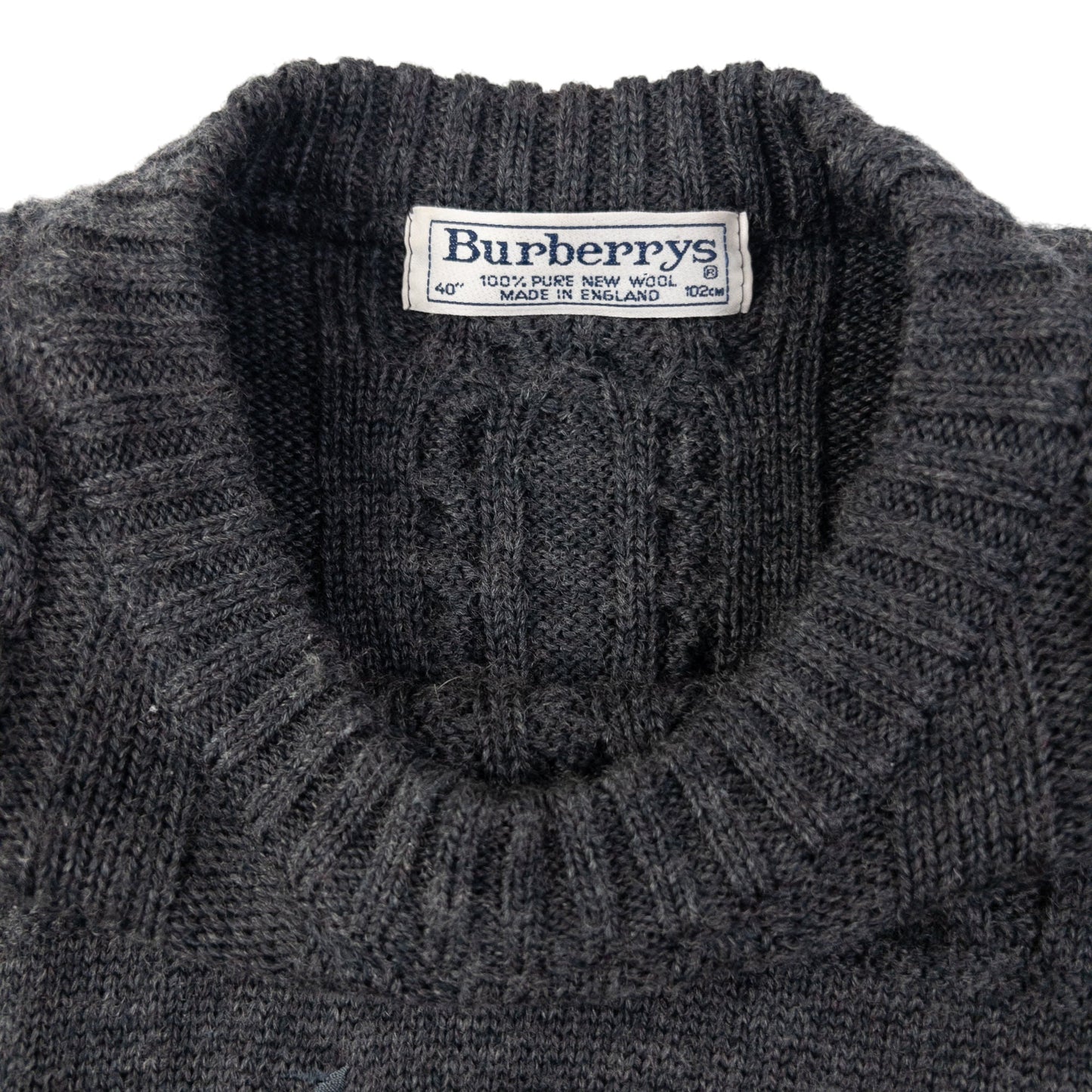 Vintage Burberry Embroidered Cable Knit Jumper Size M
