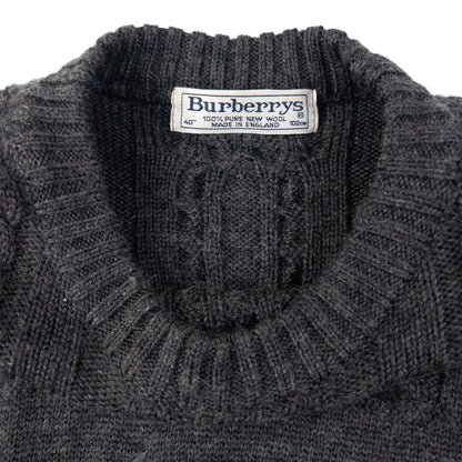 Vintage Burberry Embroidered Cable Knit Jumper Size M