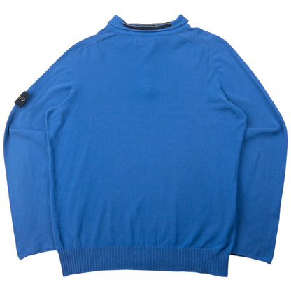 Vintage 2000sStone Island Lightweight Polo Jumper Size L | Large, Blue