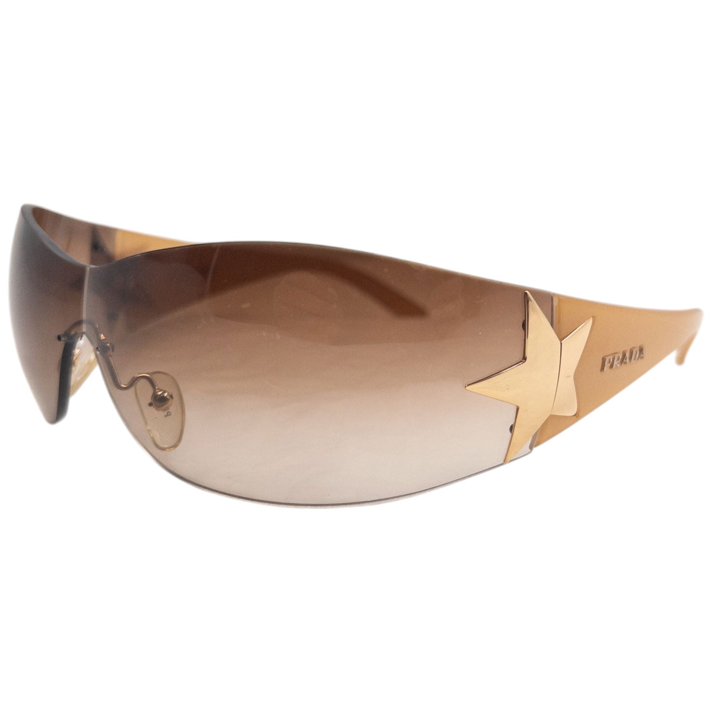 Vintage 2000s Prada Rimless Star Sunglasses | O/S, Brown
