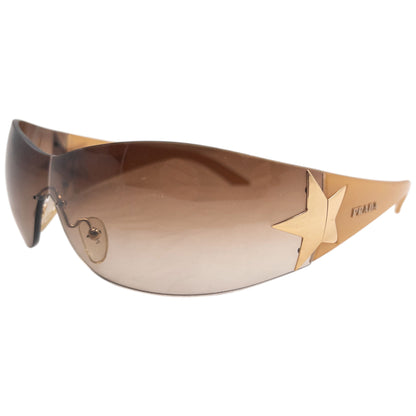 Vintage 2000s Prada Rimless Star Sunglasses | O/S, Brown