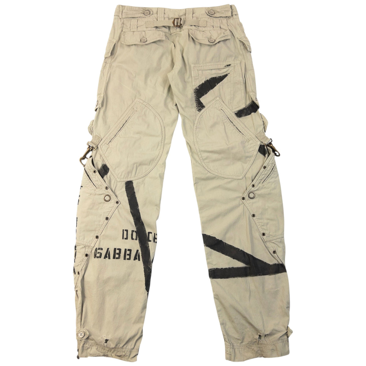 Vintage 2004 Dolce & Gabbana Bondage Flight Cargo Trousers Womens Size W30 | W30, Grey