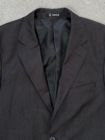 Loro Piana x Berluti 2000s pure wool single-breasted blazer in size L/XL, shown on a hanger with a tailored fit and classic lapel.