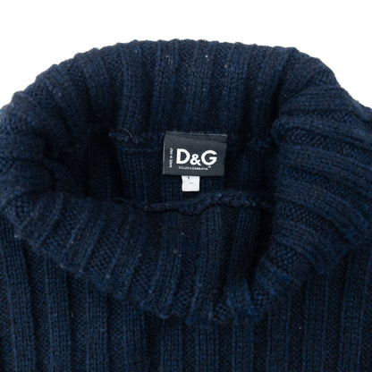 Vintage 2000s Dolce & Gabbana Ribbed Knit Turtleneck Jumper Womens Size S | Small, Navy