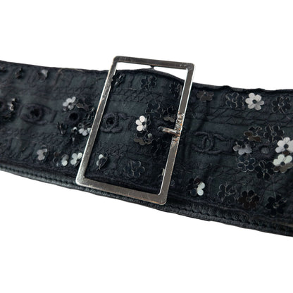 Vintage 2006 Chanel Embroidered Sequin Belt Womens Size L | O/S, Black