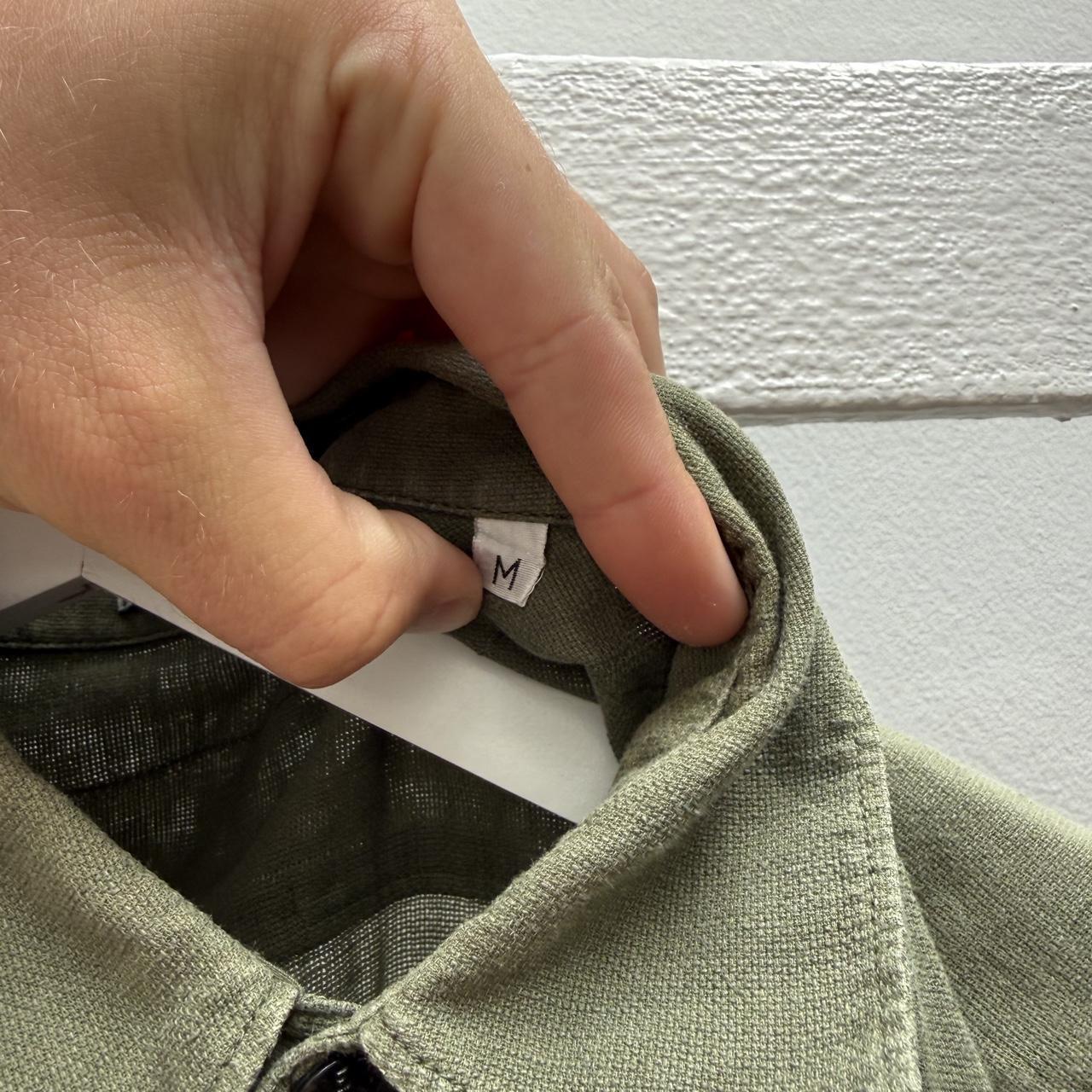 00s Stone Island Script Logo Linen Shirt (M) | Medium, Green