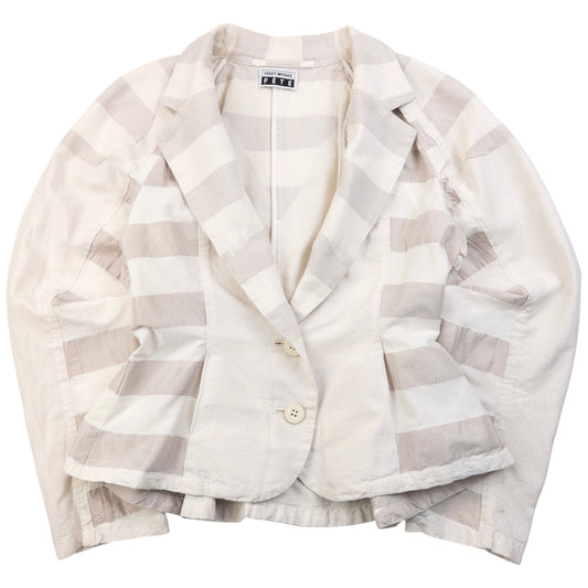 Vintage 90s Issey Miyake Fete Striped Jacket Womens Size M | Medium, Cream