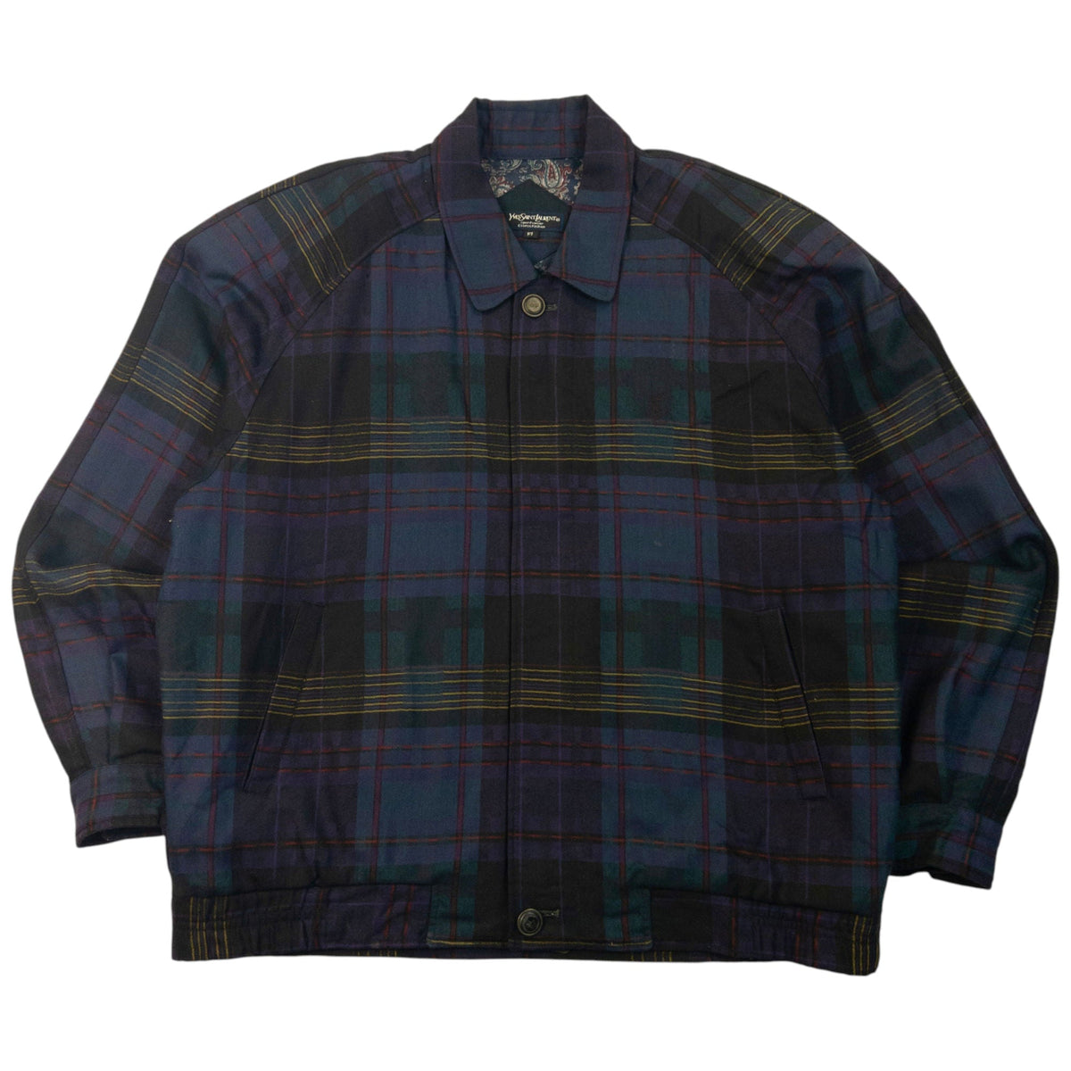 Vintage 80s YSL Yves Saint Laurent Checkered Harrington Jacket Size M | Medium, Red