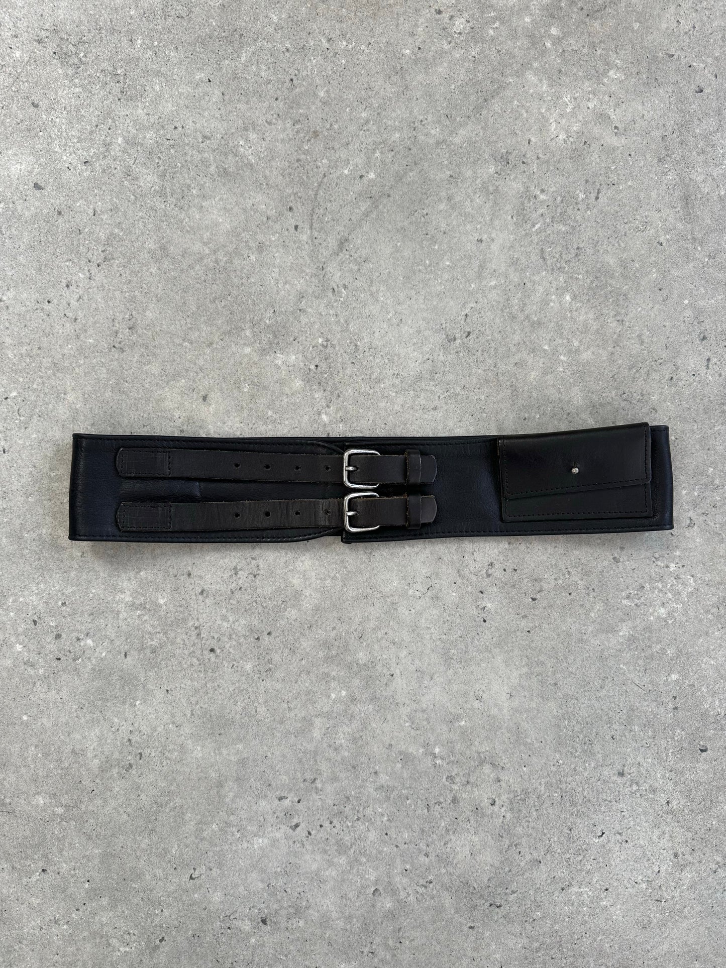 Vintage 1990s Leather Double Buckle Belt Bag - W30-34