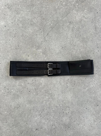 Vintage 1990s Leather Double Buckle Belt Bag - W30-34