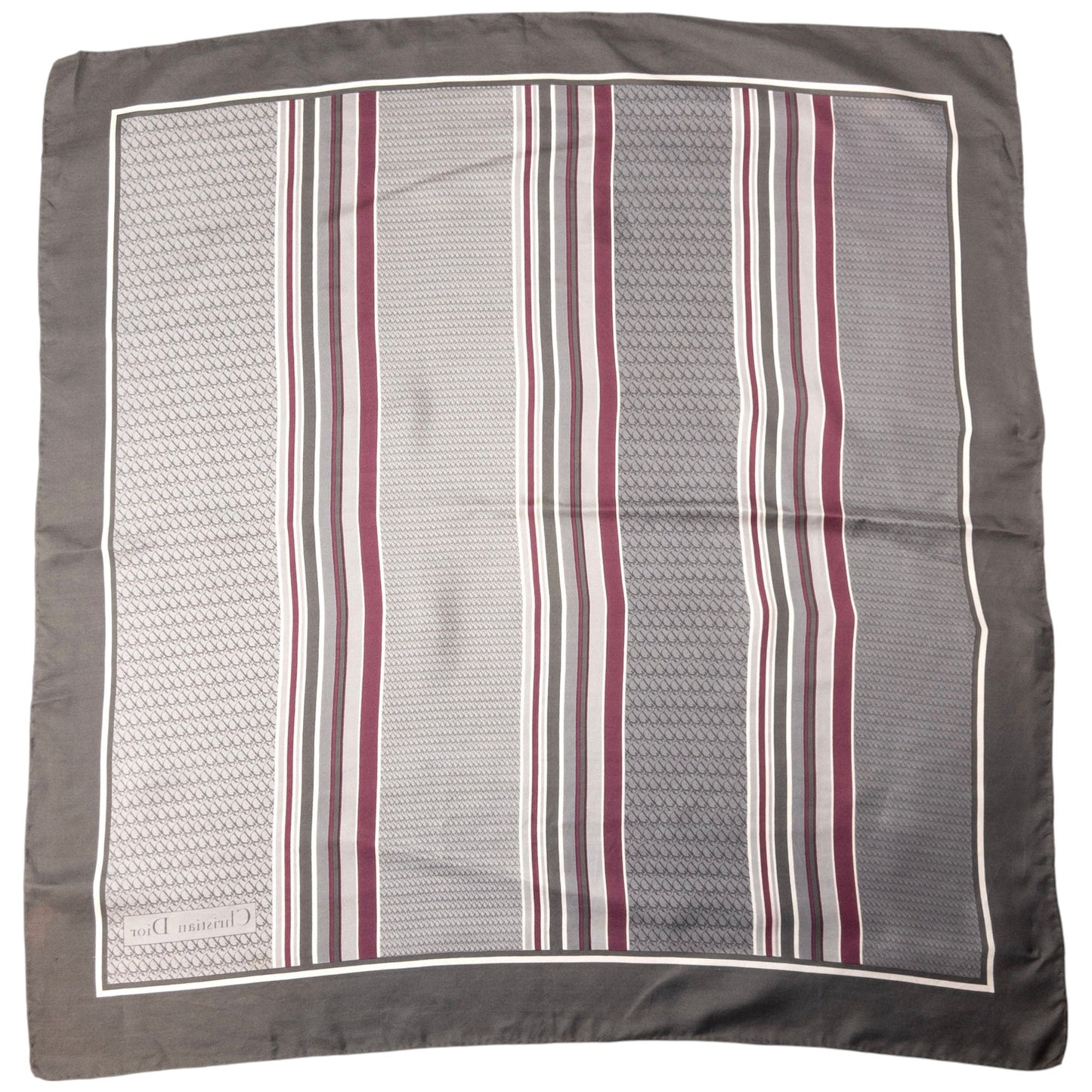 Vintage Dior Monogram Stripe Silk Scarf
