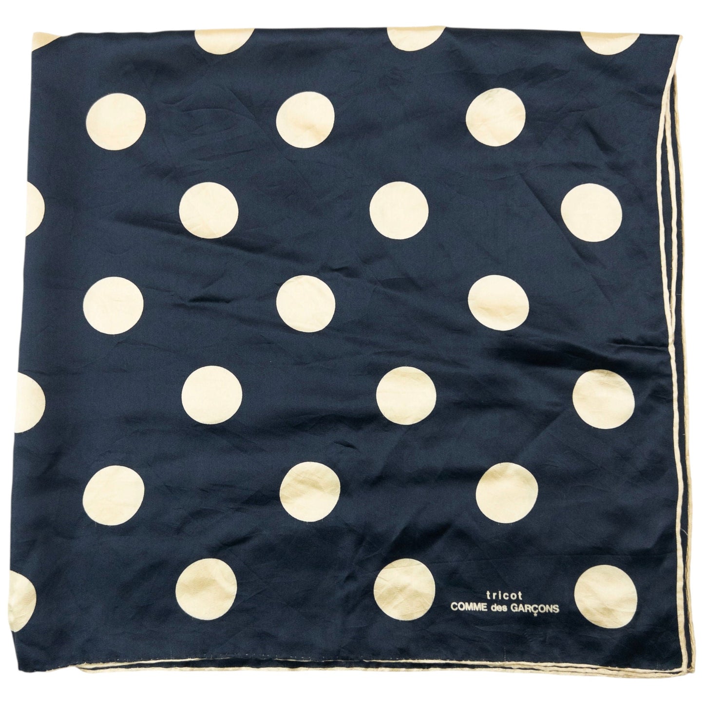 Vintage 90s Comme Des Garçons Tricot Polka Dot Silk Scarf | O/S, Cream