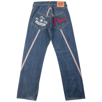 Vintage 2000s Evisu Gull Text Embroidered Japanese Denim Jeans Size W29 | W29, Blue