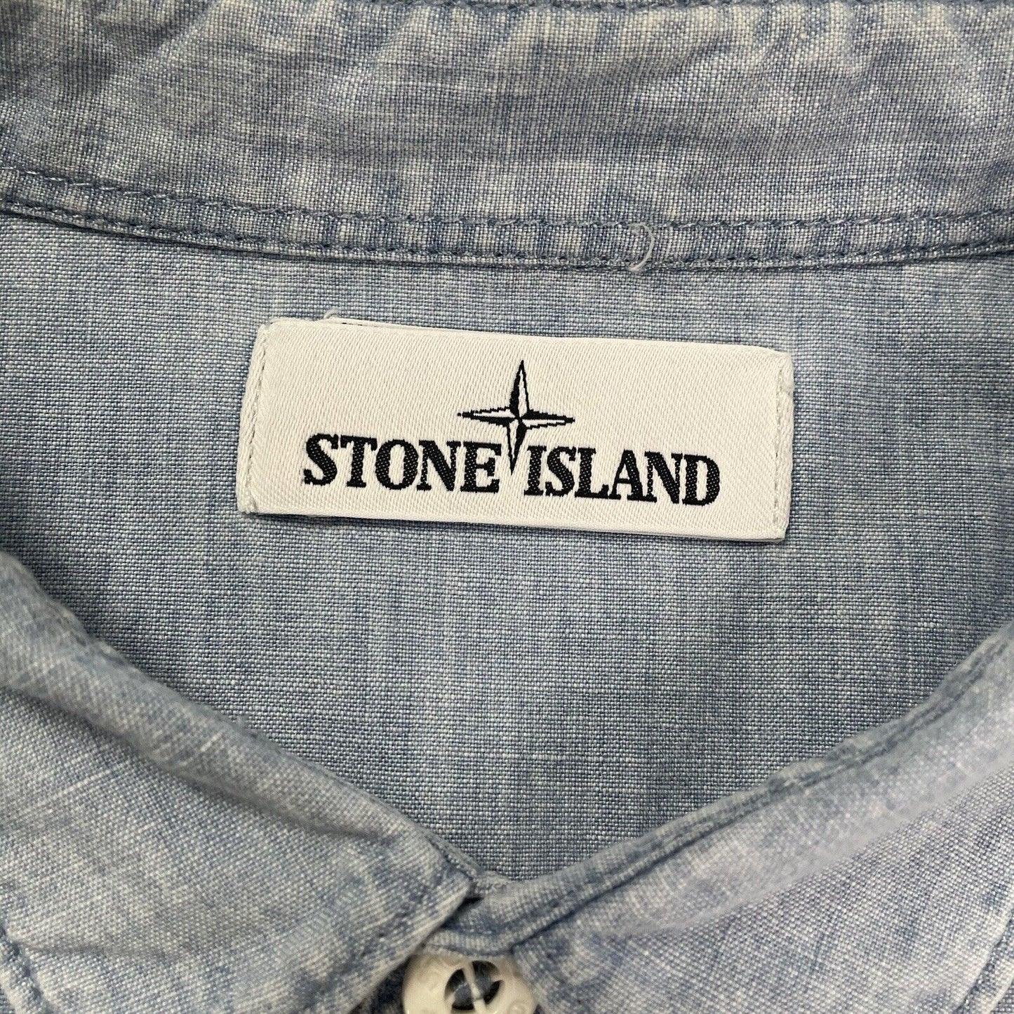 Stone Island Denim Chambray Shirt, Size XL | Stone Island, Blue
