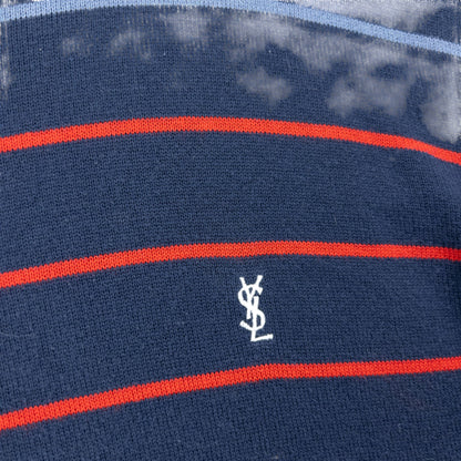 Vintage 2000s YSL Yves Saint Laurent Striped Jumper Size L | Large, Navy