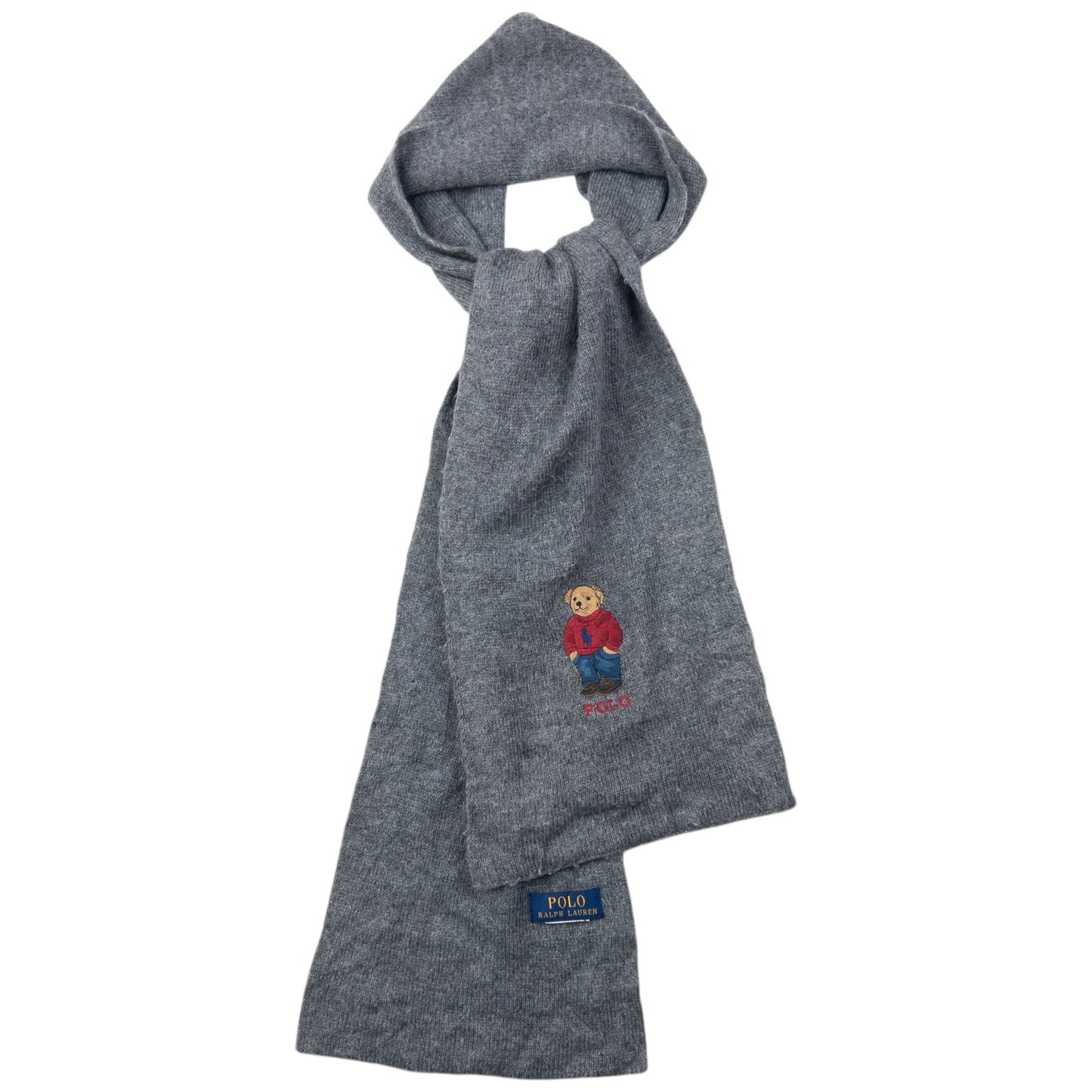 Vintage Polo Ralph Lauren Embroidered Bear Knit Scarf