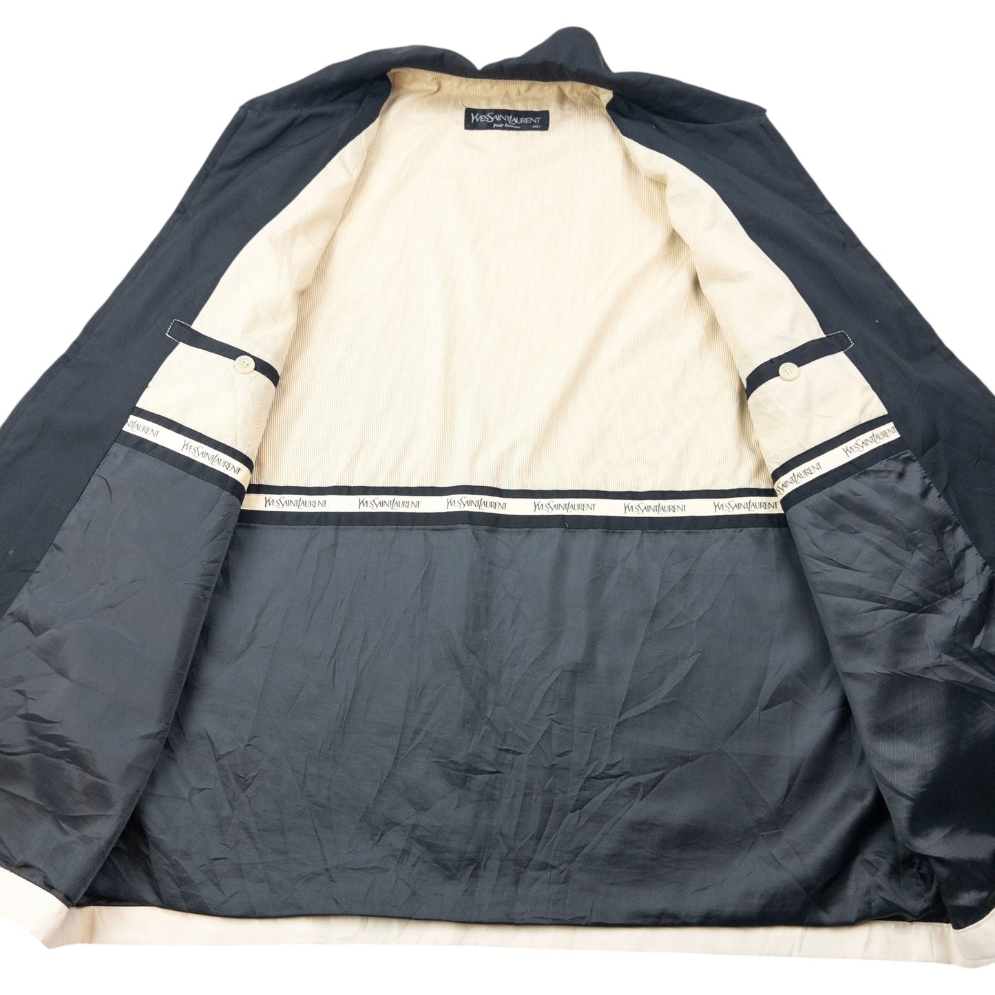 Vintage 90s YSL Yves Saint Laurent Harrington Jacket Size L | Large, Cream