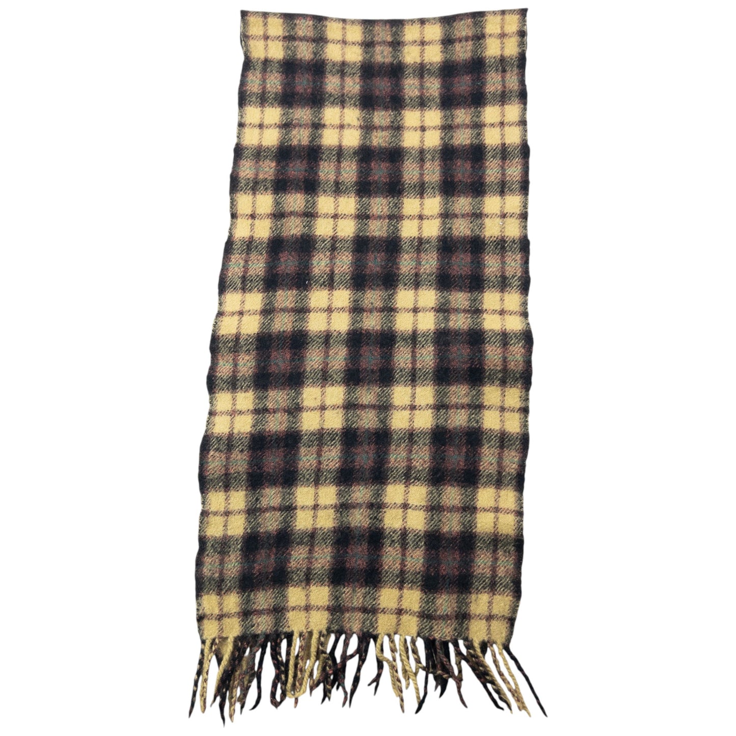 Vintage 2000s Issey Miyake Checkered Wool Tassel Scarf | O/S, Red