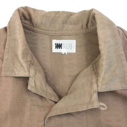 Vintage 90s Issey Miyake Striped Long Sleeve Button Up Shirt Size M | Medium, Beige