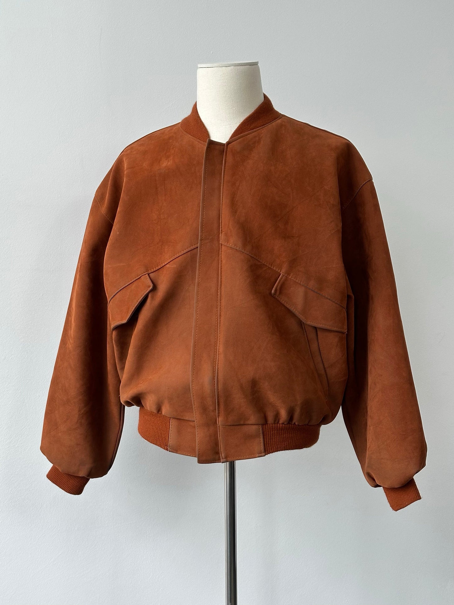 Vintage 1990s Faux Suede Bomber Jacket - M