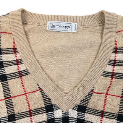 Vintage 90s Burberry Nova Check Jumper Size M | Medium, Beige