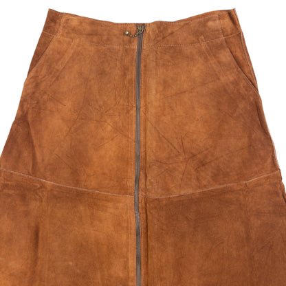 Vintage 90s CP Company Suede Full Zip Maxi Skirt Womens Size W28 | W28, Brown