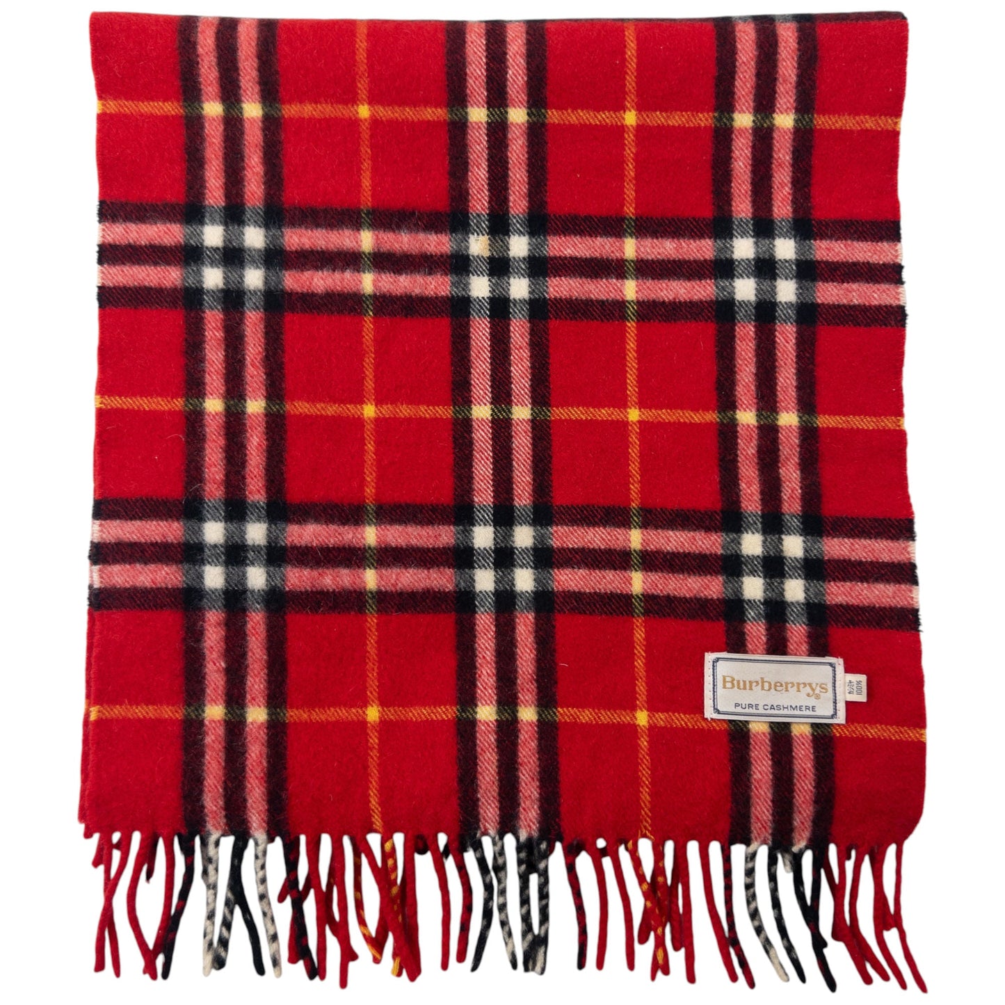 Vintage Burberry Nova Check Cashmere Tassel Scarf