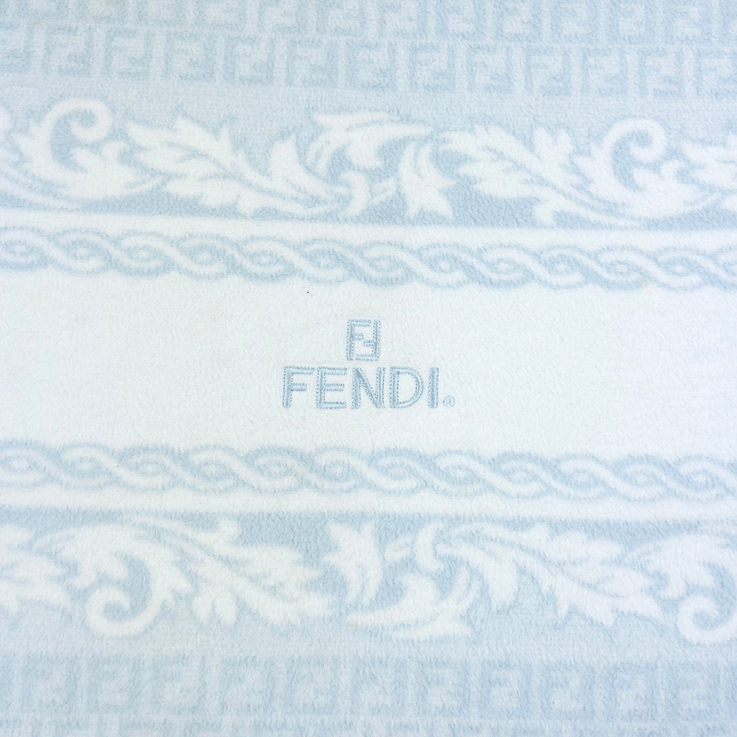 Vintage 90s Fendi Monogram Large Throw Blanket | O/S, Blue