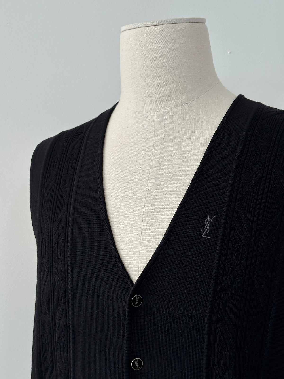 Yves Saint Laurent 1990s Pure Wool Bespoke Button Waistcoat - M