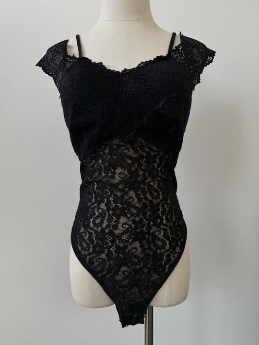 Vintage 1990s Lace Bodysuit - L