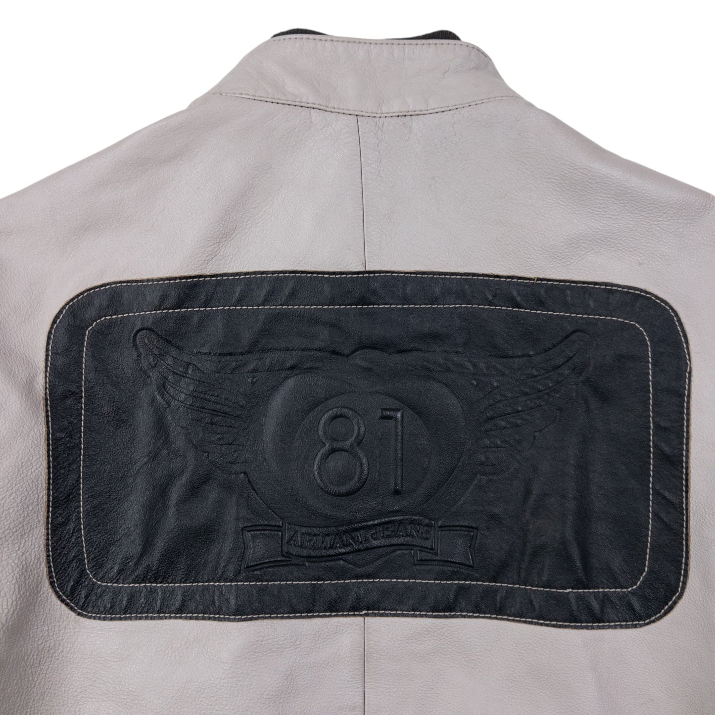 Vintage Armani Jeans Embossed Leather Biker Jacket Size M