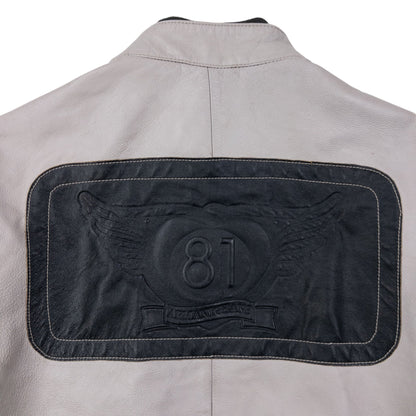 Vintage Armani Jeans Embossed Leather Biker Jacket Size M