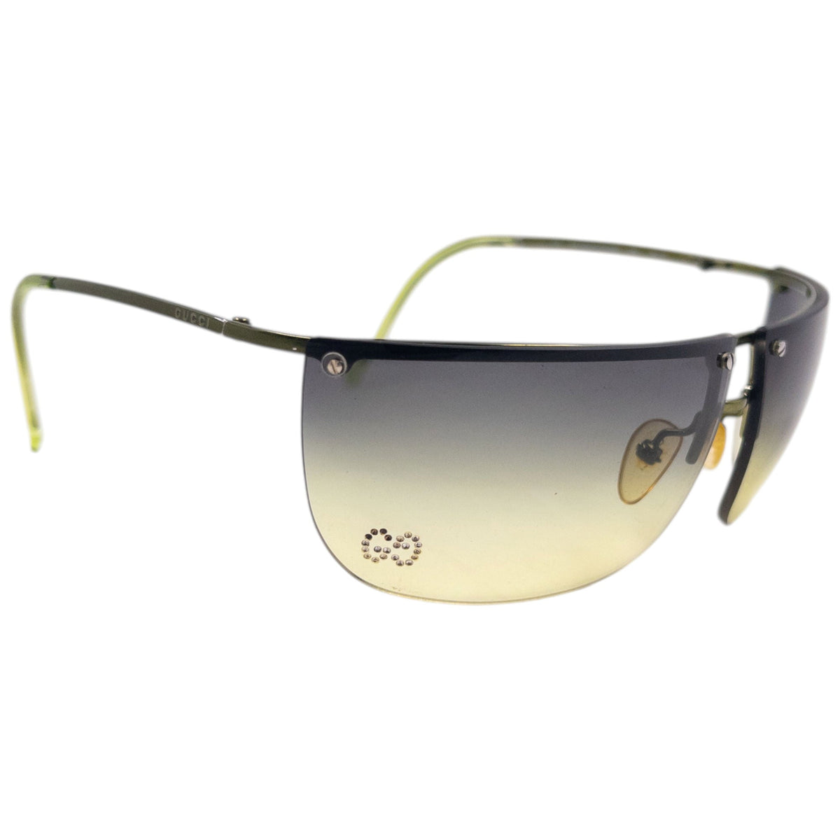 Vintage 2000s Gucci By Tom Ford Diamanté Rimless Sunglasses | O/S, Green