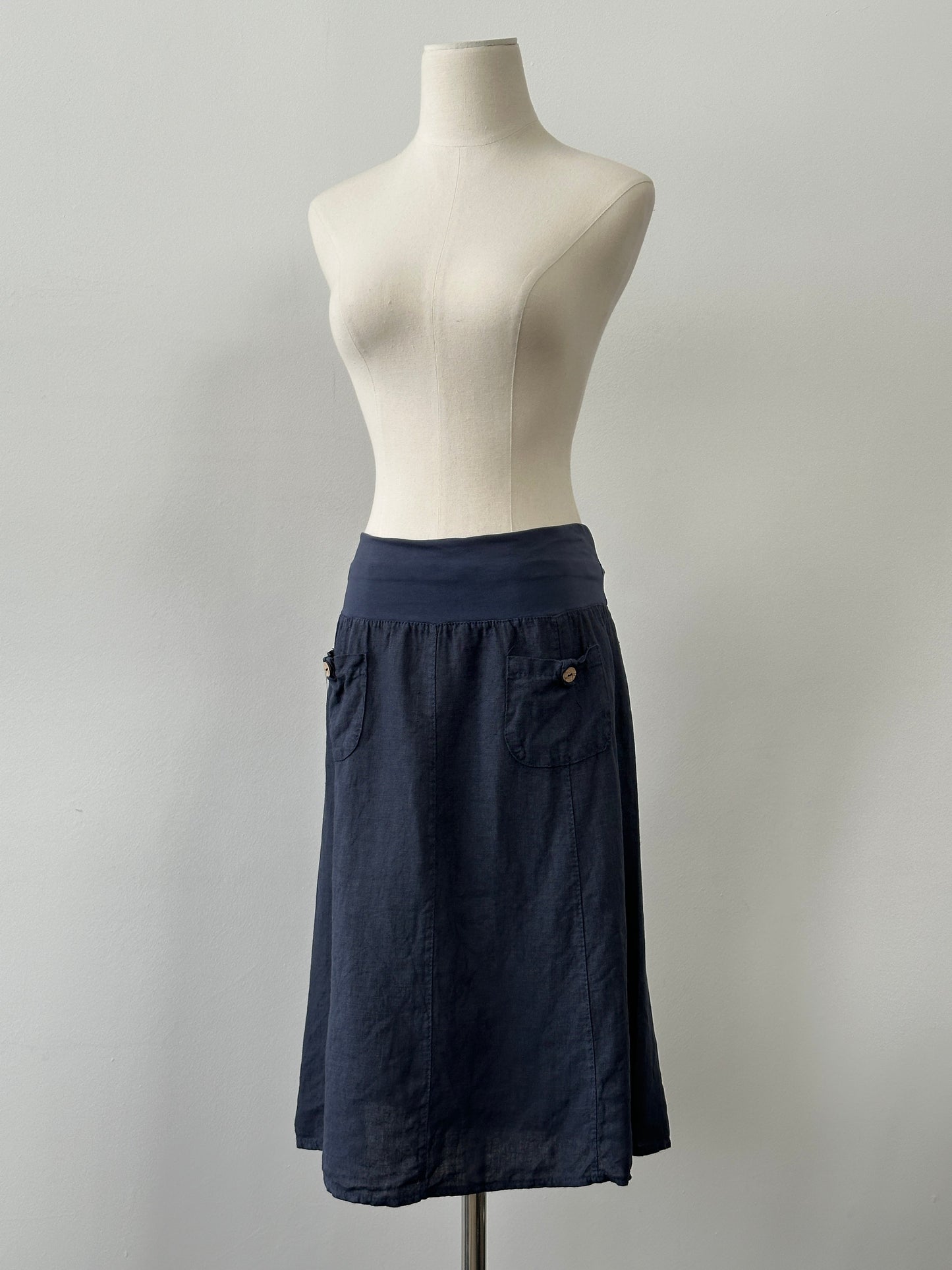 Vintage 1990s Pure Linen Midi Skirt - W30