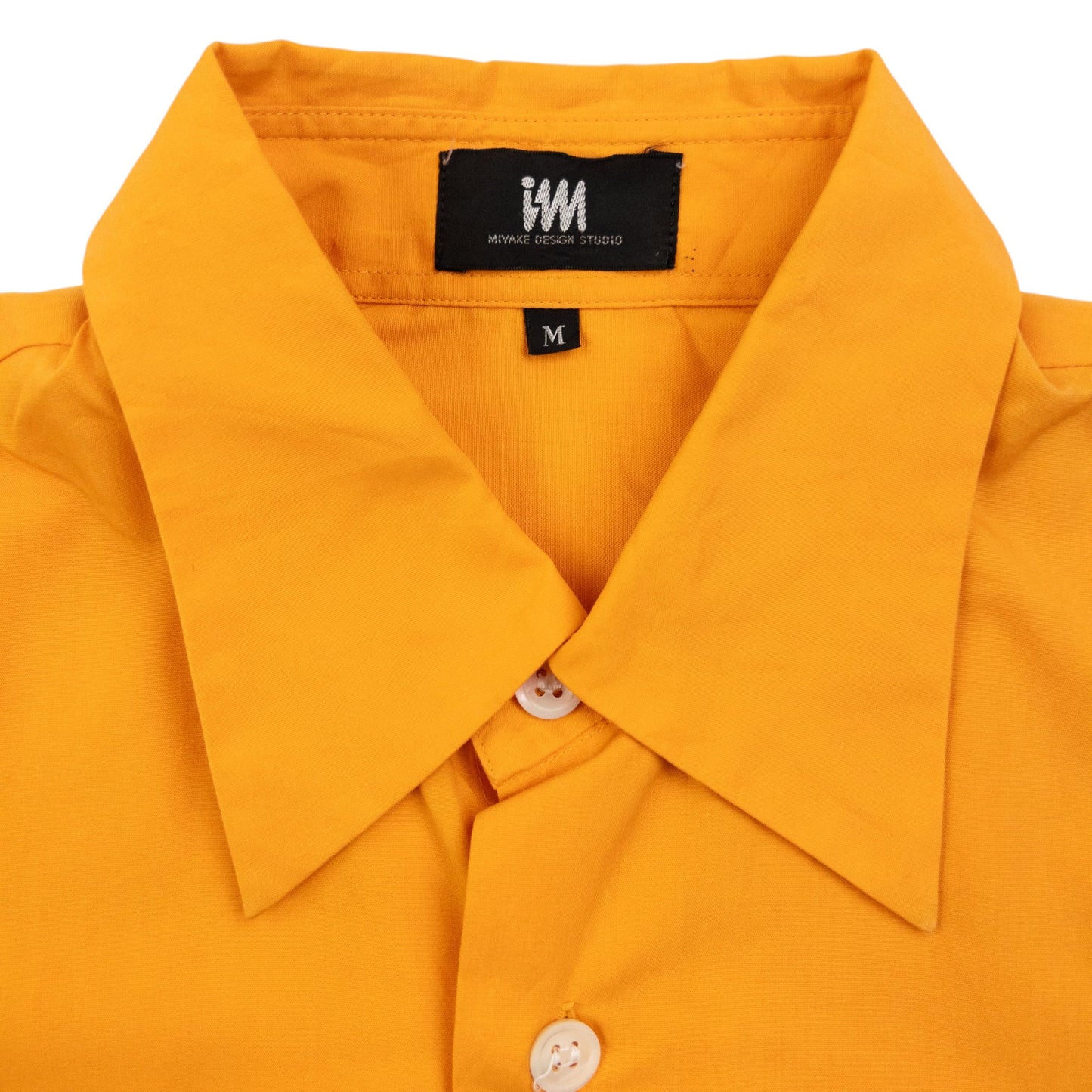 Vintage 2000s Issey Miyake Long Sleeve Button Up Crinkle Shirt Size S | Small, Orange