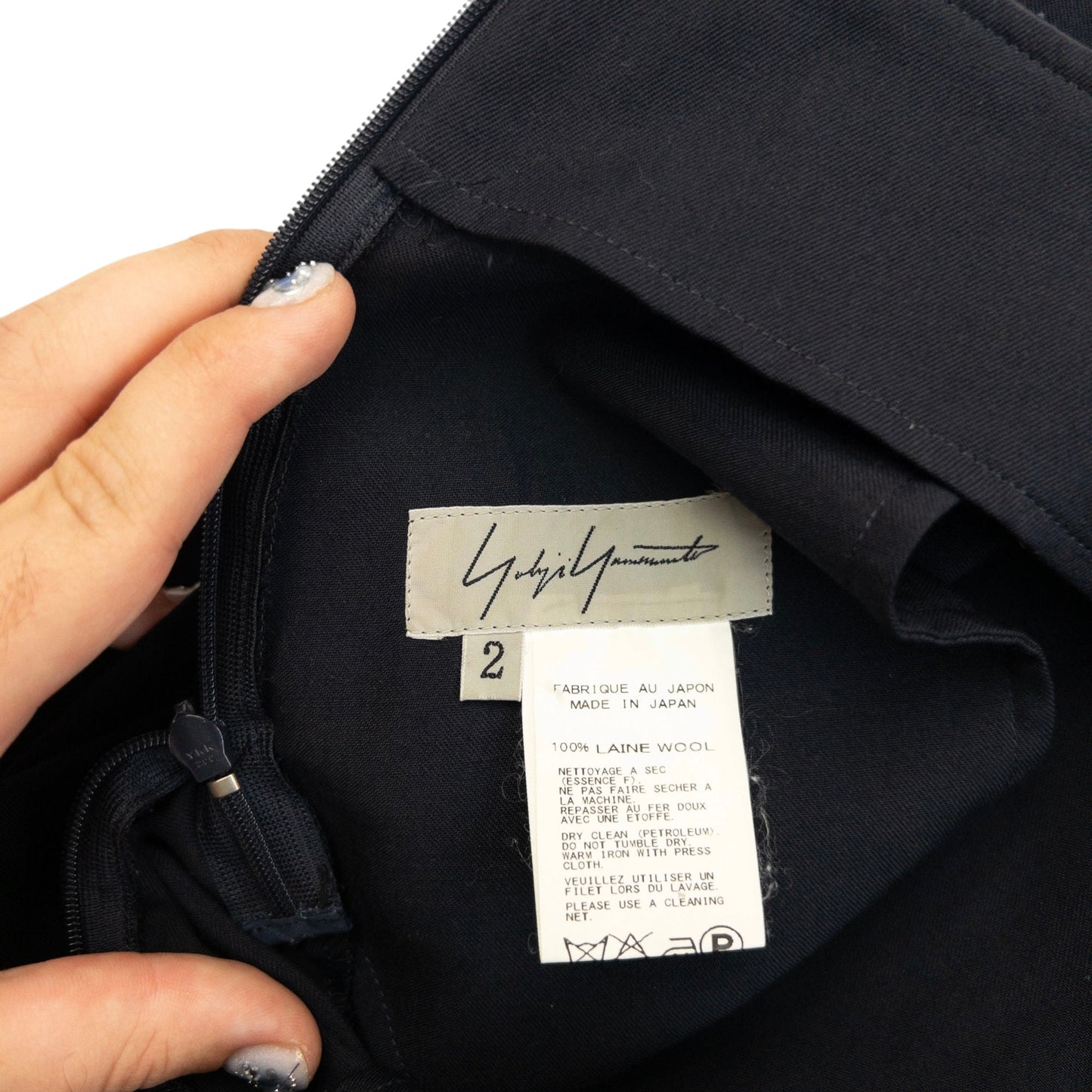 Vintage 2000s Yohji Yamamoto Wool Mini Skirt Size W27 | W27, Navy