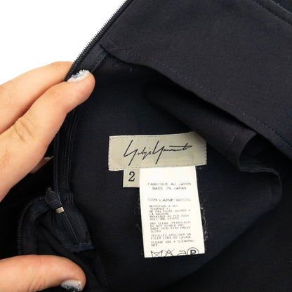 Vintage 2000s Yohji Yamamoto Wool Mini Skirt Size W27 | W27, Navy